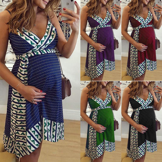 Maternity Dress With Printed Sling