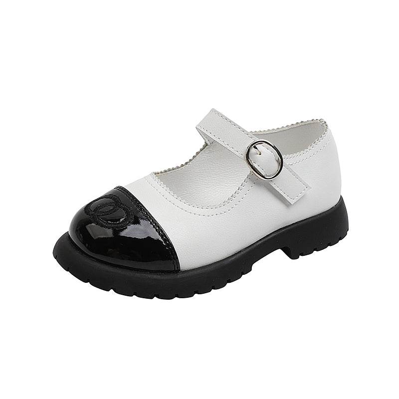 Small Leather All-match Princess Shoes, Big Kids' Velcro Single Shoes